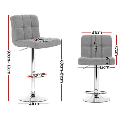 Indi Linen Fabric Adjustable Bar Stools Grey (Set of 2) - Barstool Express
