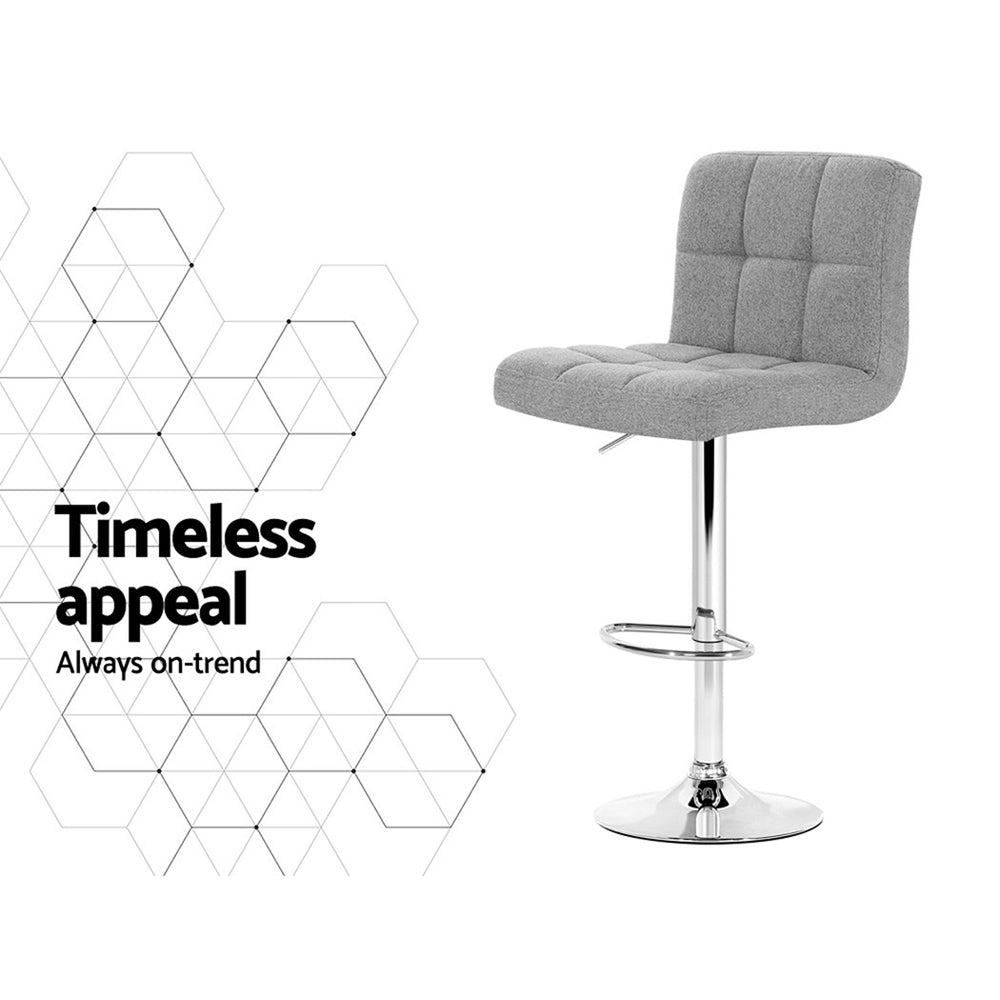 Indi Linen Fabric Adjustable Bar Stools Grey (Set of 4) - Barstool Express