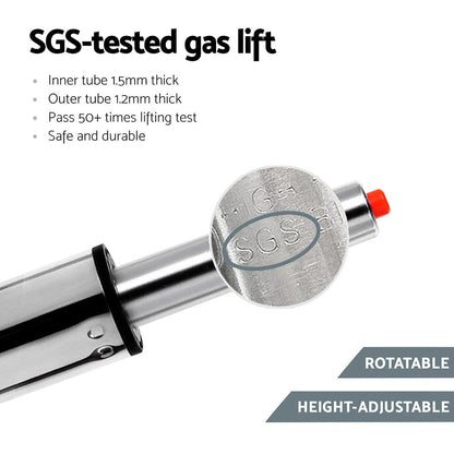 SGS-tested gas lift with specifications and features on a white background