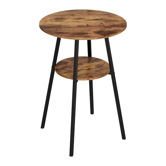 Industrial Wooden Bar Table with 2 - Tier Organiser 95cm Rustic Brown - Barstool Express