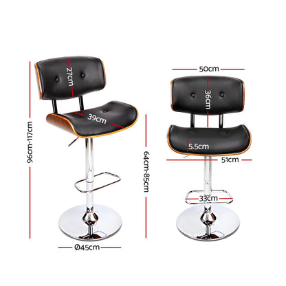 Jace Leather Timber Adjustable Bar Stool Chrome Black - Barstool Express