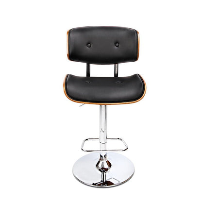 Jace Leather Timber Adjustable Bar Stool Chrome Black - Barstool Express