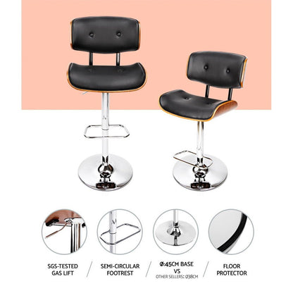 Jace Leather Timber Adjustable Bar Stool Chrome Black - Barstool Express