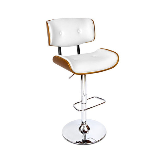 Jace Leather Timber Adjustable Bar Stool Chrome White - Barstool Express