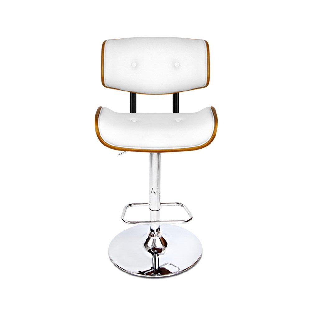 Jace Leather Timber Adjustable Bar Stool Chrome White - Barstool Express