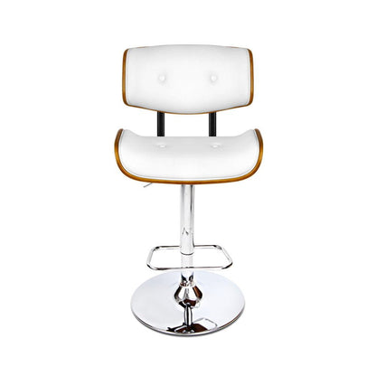 Jace Leather Timber Adjustable Bar Stool Chrome White - Barstool Express