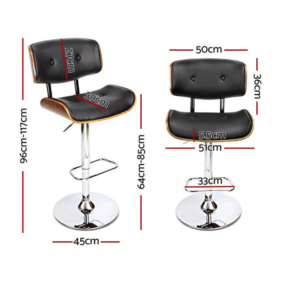Jace Leather Timber Adjustable Bar Stools Chrome Black (Set of 4) - Barstool Express