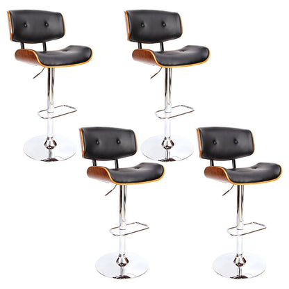 Jace Leather Timber Adjustable Bar Stools Chrome Black (Set of 4) - Barstool Express