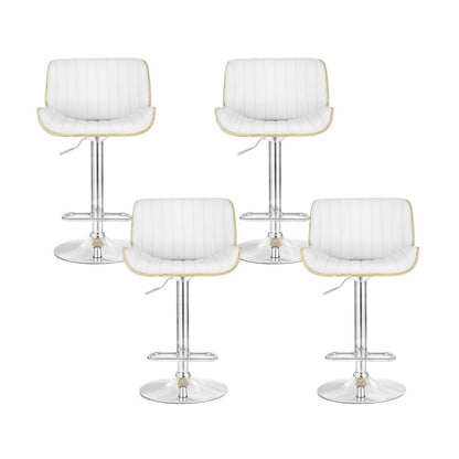 Jacqui Leather Timber Adjustable Bar Stool White (Set of 4) - Barstool Express
