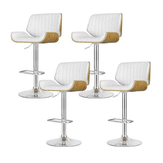 Jacqui Leather Timber Adjustable Bar Stool White (Set of 4) - Barstool Express