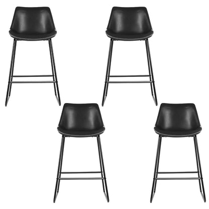 James Leather Bar Stools with Stitching 70cm Black (Set of 4) - Barstool Express