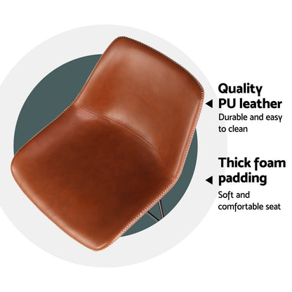 James Leather Bar Stools with Stitching 70cm Brown (Set of 4) - Barstool Express