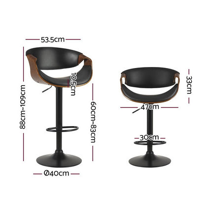 Jax Leather Timber Adjustable Bar Stool Black - Barstool Express