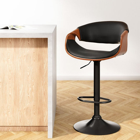 Jax Leather Timber Adjustable Bar Stool Black - Barstool Express