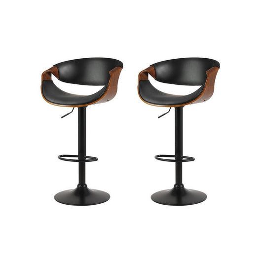 Jax Leather Timber Adjustable Bar Stool Black (Set of 2) - Barstool Express
