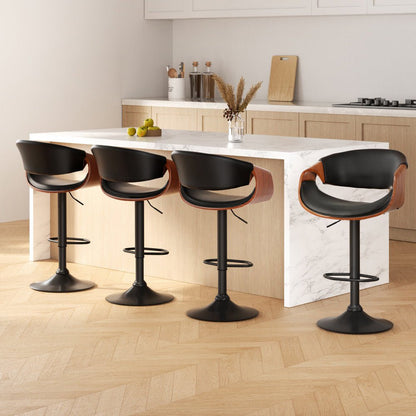 Jax Leather Timber Adjustable Bar Stool Black (Set of 4) - Barstool Express
