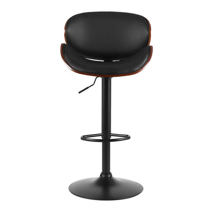 Josh Leather Timber Adjustable Bar Stools Black (Set of 2) - Barstool Express