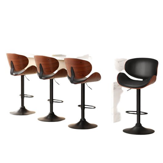 Josh Leather Timber Adjustable Bar Stools Black (Set of 4) - Barstool Express