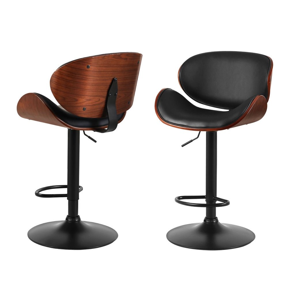 Josh Leather Timber Adjustable Bar Stools Black (Set of 4) - Barstool Express