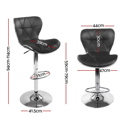 Julian Leather Padded Adjustable Bar Stools Black (Set of 2) - Barstool Express