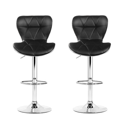 Julian Leather Padded Adjustable Bar Stools Black (Set of 2) - Barstool Express