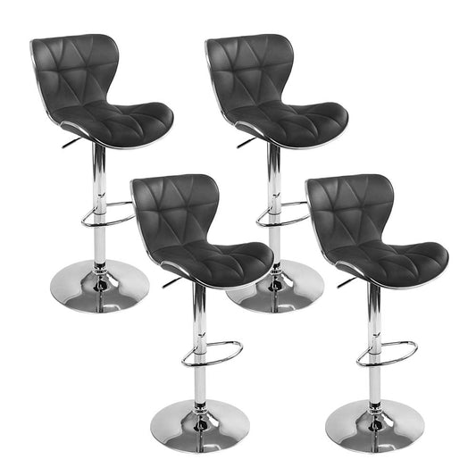 Julian Leather Padded Adjustable Bar Stools Black (Set of 4) - Barstool Express