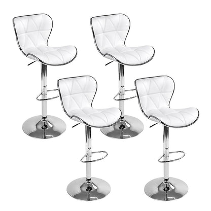 Julian Leather Padded Adjustable Bar Stools White (Set of 4) - Barstool Express