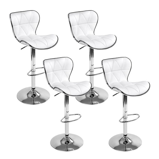 Julian Leather Padded Adjustable Bar Stools White (Set of 4) - Barstool Express