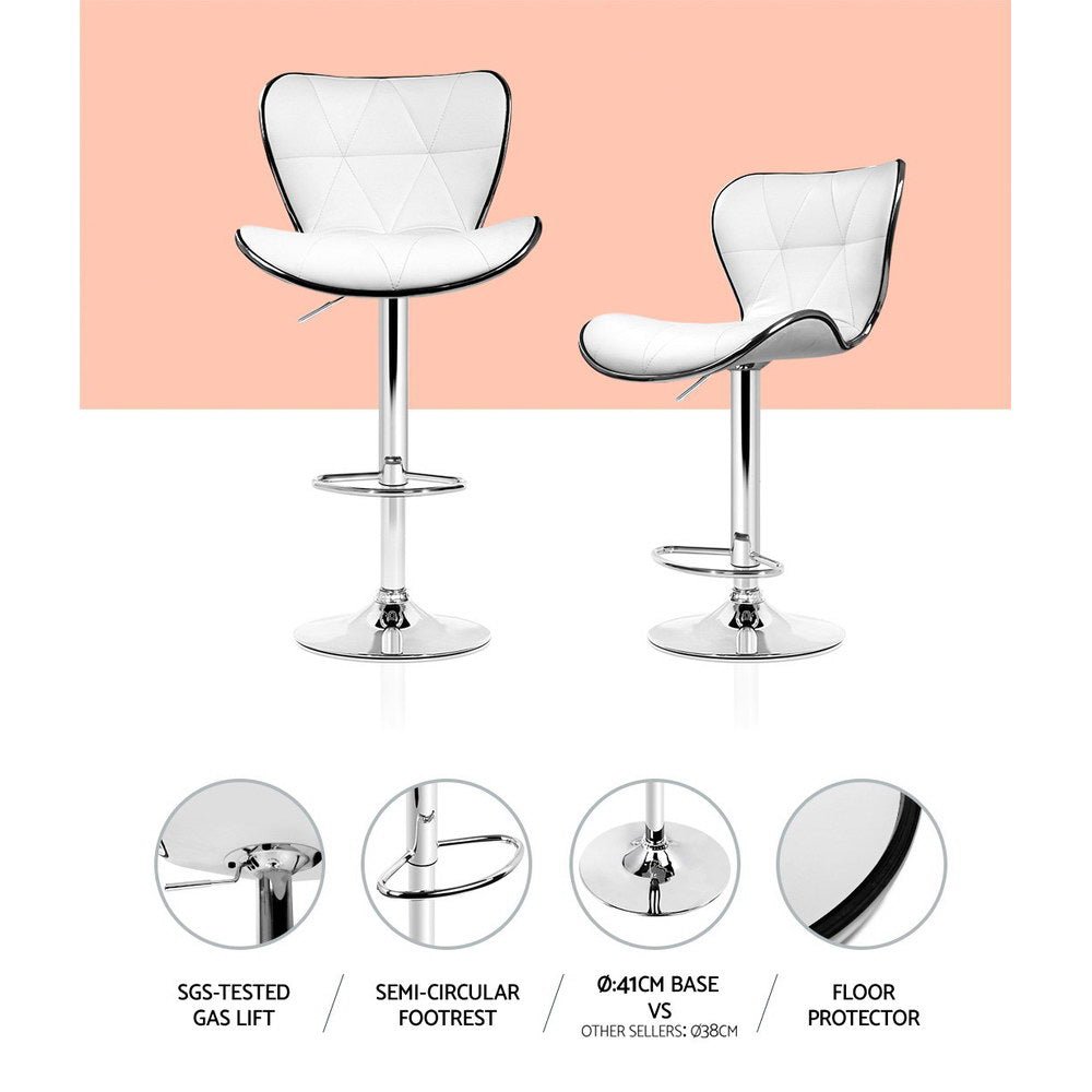 Julian Leather Padded Adjustable Bar Stools White (Set of 4) - Barstool Express