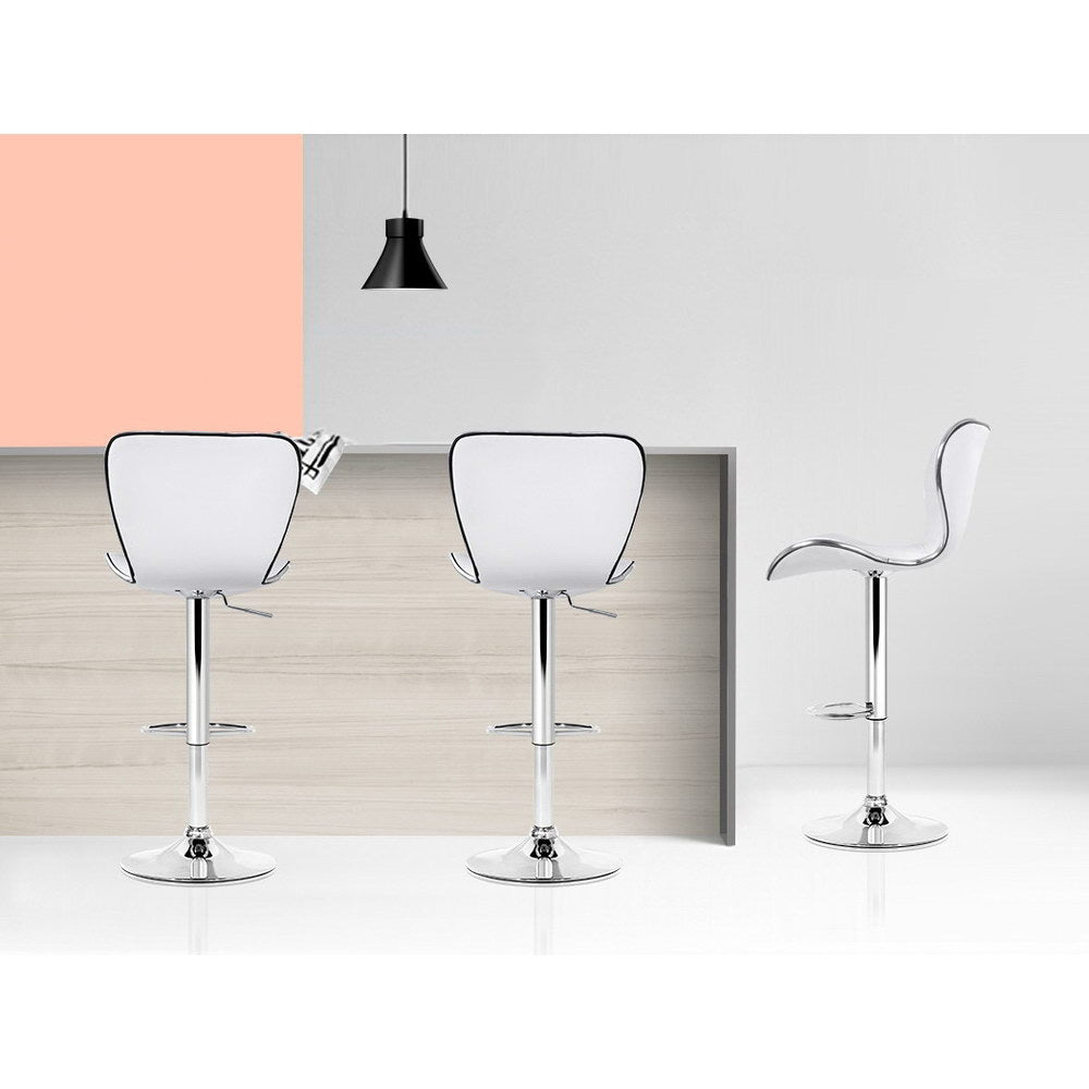 Julian Leather Padded Adjustable Bar Stools White (Set of 4) - Barstool Express