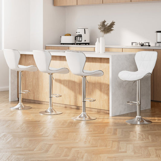 Julian Leather Padded Adjustable Bar Stools White (Set of 4) - Barstool Express