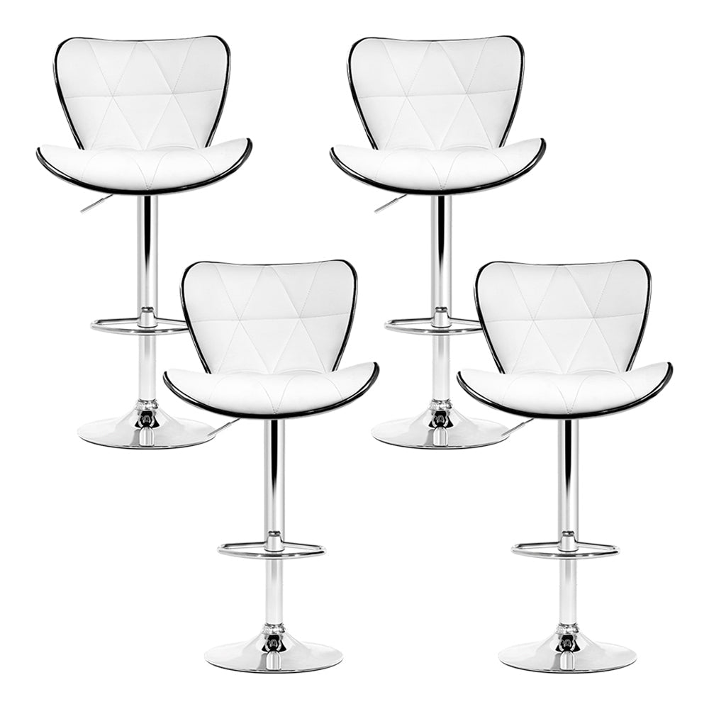 Julian Leather Padded Adjustable Bar Stools White (Set of 4) - Barstool Express
