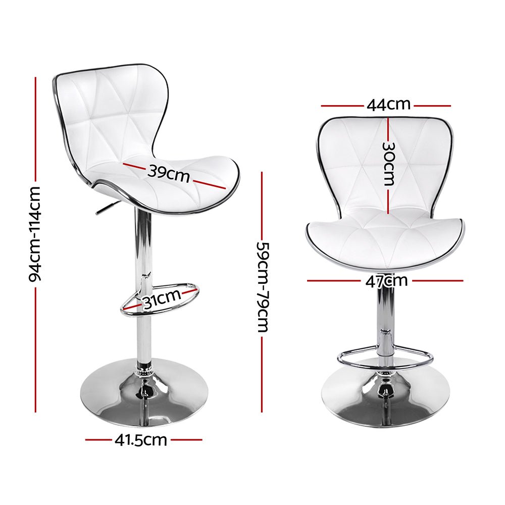 Julian Leather Padded Adjustable Bar Stools White (Set of 4) - Barstool Express