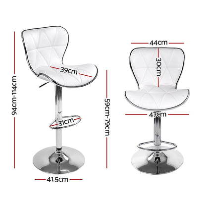 Julian Leather Padded Adjustable Bar Stools White (Set of 4) - Barstool Express