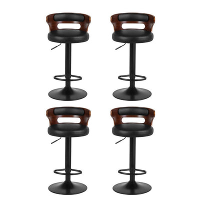 Juna Leather Padded Adjustable Bar Stools Black (Set of 4) - Barstool Express