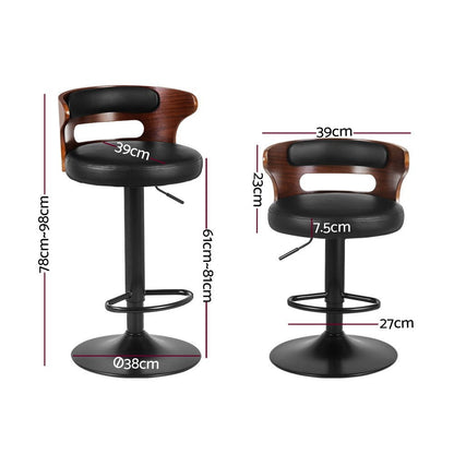 Juna Leather Padded Adjustable Bar Stools Black (Set of 4) - Barstool Express