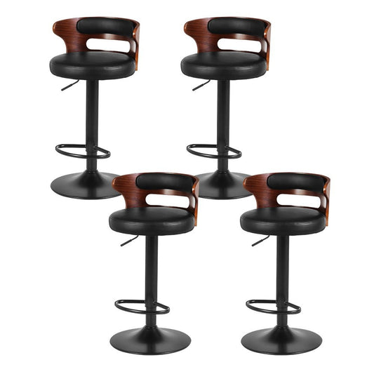 Juna Leather Padded Adjustable Bar Stools Black (Set of 4) - Barstool Express