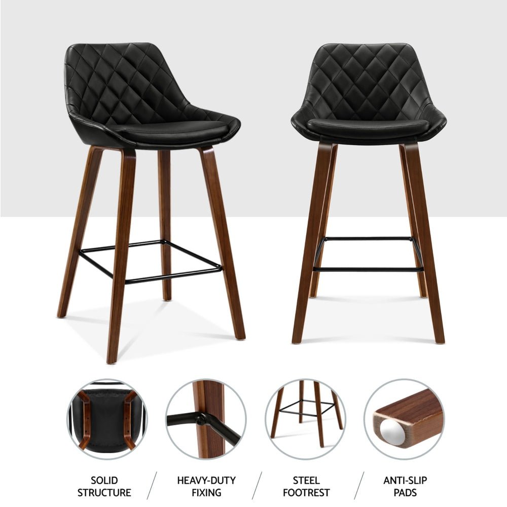 front and side view of the leather bar stool with stool features