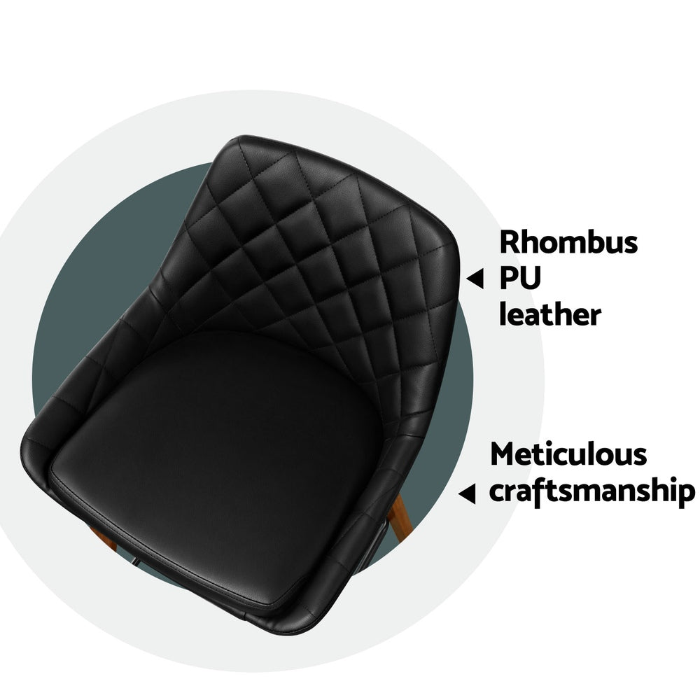 Up close view of the PU leather bar stool seat structure and craftsmanship of the 
