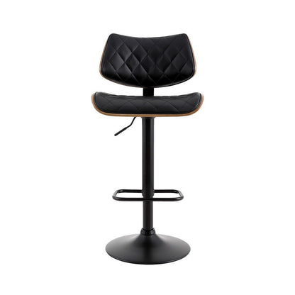 Karina Leather Adjustable Bar Stool Timber & Black - Barstool Express
