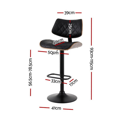 Karina Leather Adjustable Bar Stool Timber & Black - Barstool Express