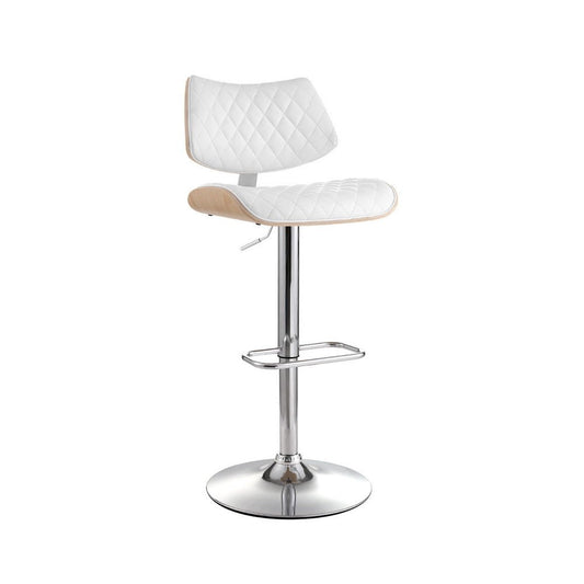 Karina Leather Adjustable Bar Stool Timber & White - Barstool Express