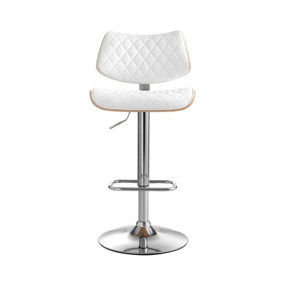 Karina Leather Adjustable Bar Stool Timber & White - Barstool Express