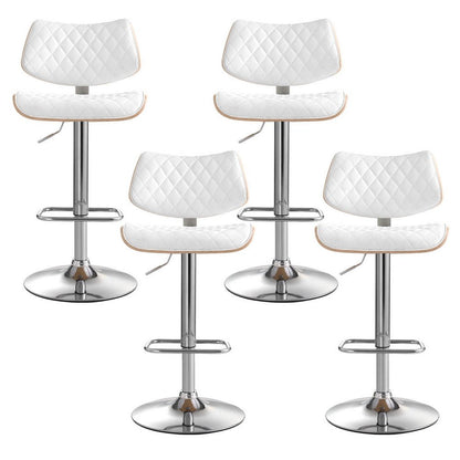 Karina Leather Adjustable Bar Stool Timber & White (Set of 4) - Barstool Express