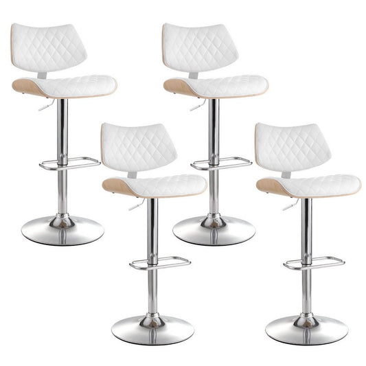 Karina Leather Adjustable Bar Stool Timber & White (Set of 4) - Barstool Express
