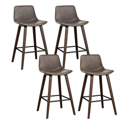 Kyle Leather Timber Bar Stools with Stitching 68cm Walnut Brown (Set of 4) - Barstool Express