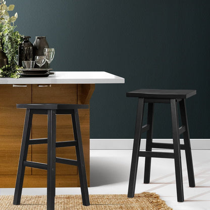 Kyoto Solid Beechwood Bar Stools 66.5cm Black (Set of 2) - Barstool Express