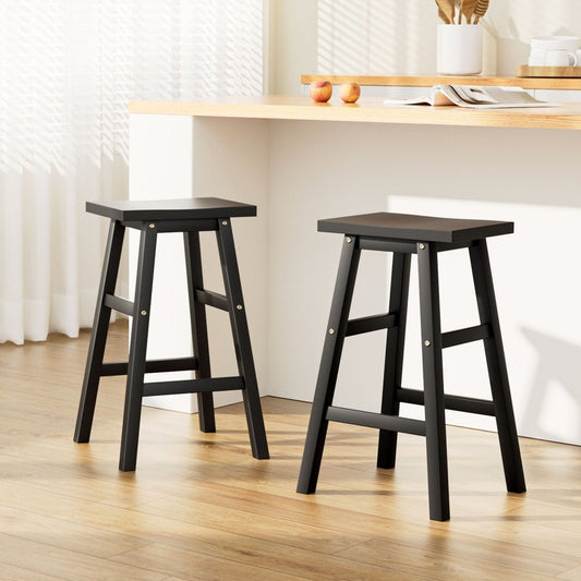 Kyoto Solid Beechwood Bar Stools 66.5cm Black (Set of 2) - Barstool Express