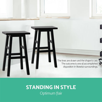 Kyoto Solid Beechwood Bar Stools 66.5cm Black (Set of 2) - Barstool Express
