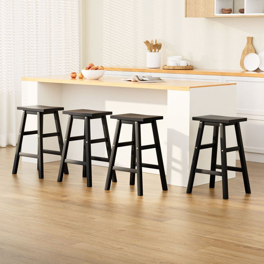 Kyoto Solid Beechwood Bar Stools 66.5cm Black (Set of 4) - Barstool Express